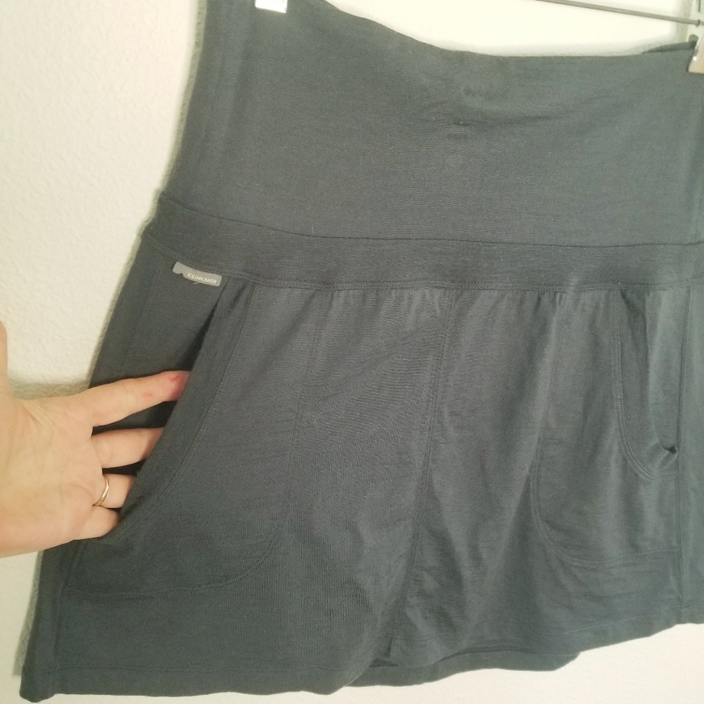 Icebreaker 100% Wool Knit Mini Skirt Navy Gray M - Picture 4 of 6